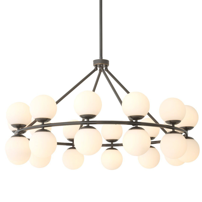 Люстра Eichholtz Chandelier Hutchinson Bronze Темная бронза Белое матовое стекло Люстра Eichholtz Chandelier Hutchinson Bronze Темная бронза Белое матовое стекло в Барнауле | Loft Concept
