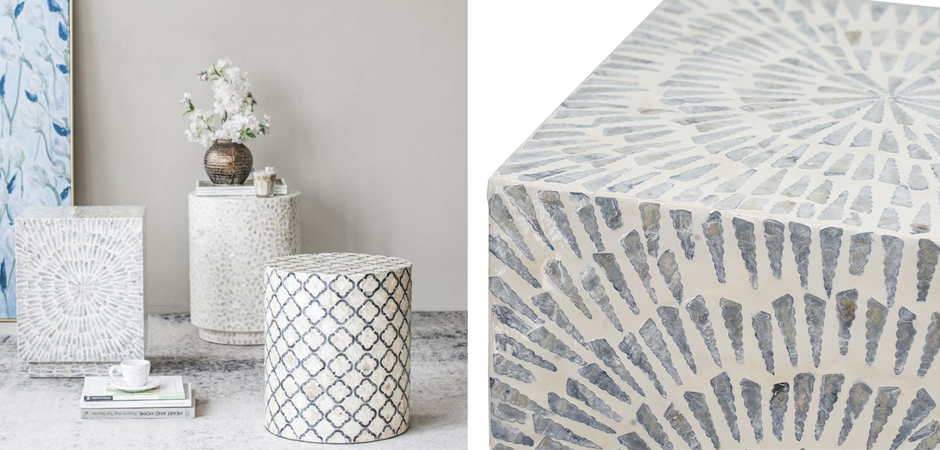 Приставной Стол Bone Inlay из раковин устриц Приставной Стол Bone Inlay из раковин устриц - Loft-Concept в Барнауле