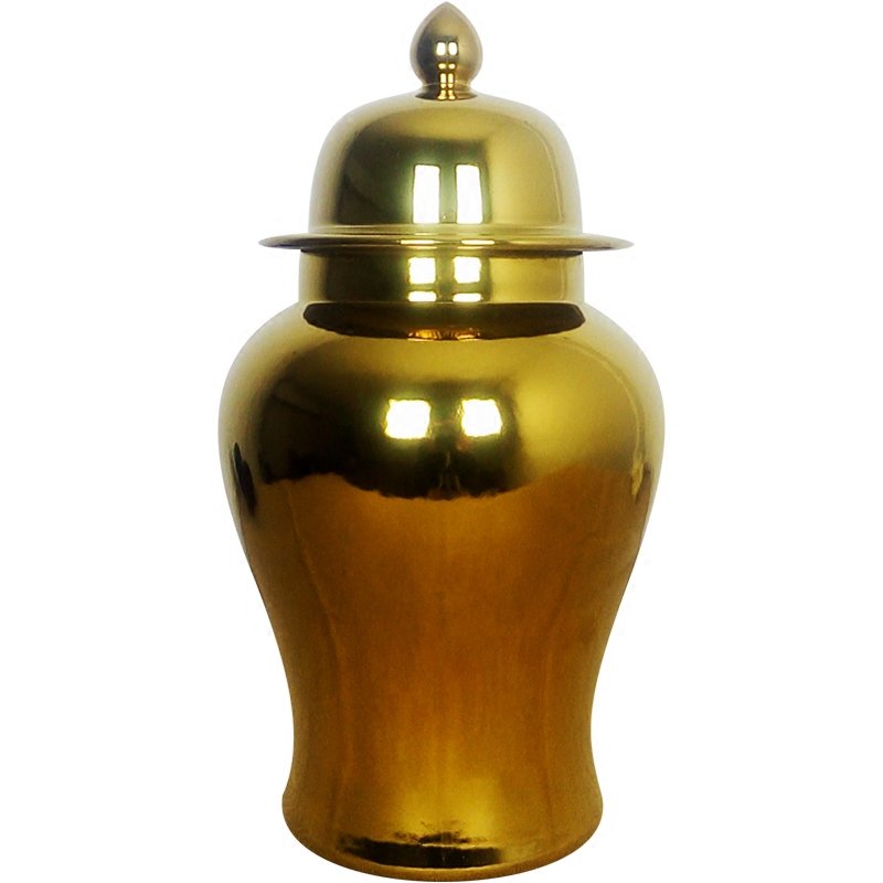 Ваза Gold Ceramic Chinese Jars with Lids Золотой Ваза Gold Ceramic Chinese Jars with Lids Золотой в Барнауле | Loft Concept