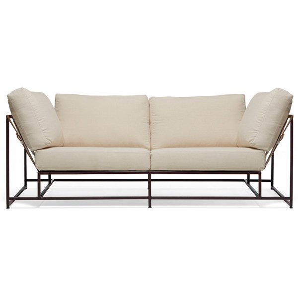 Двухместный диван Canvas & Copper Two Seat Sofa Молочный Двухместный диван Canvas & Copper Two Seat Sofa Молочный в Барнауле | Loft Concept
