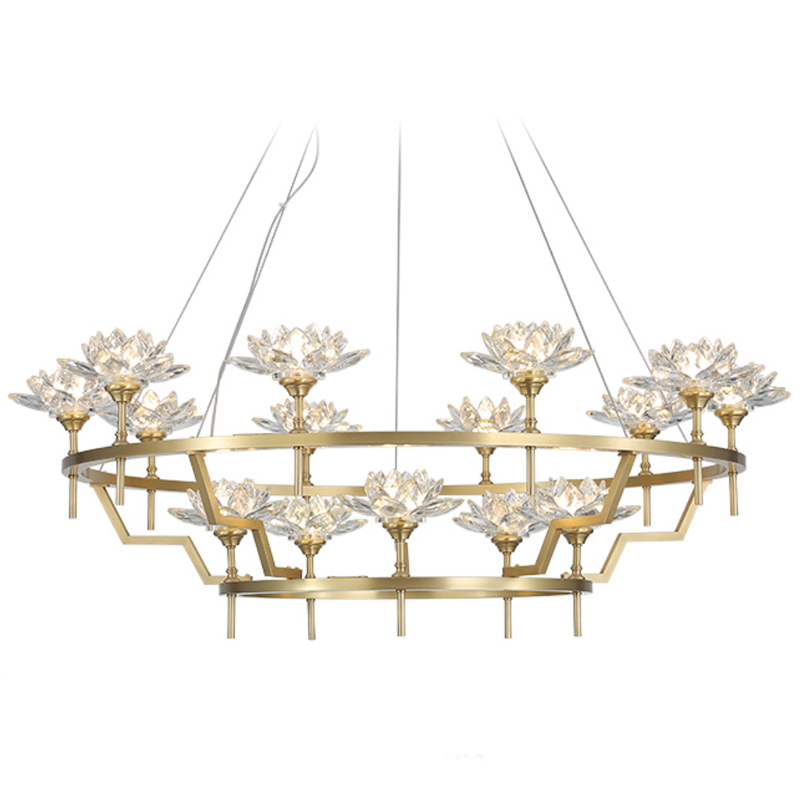 Большая Люстра Хрустальные Цветы Лотоса Lotus flower Clear Glass lamp 15 Латунь Прозрачное Стекло Большая Люстра Хрустальные Цветы Лотоса Lotus flower Clear Glass lamp 15 Латунь Прозрачное Стекло в Барнауле | Loft Concept