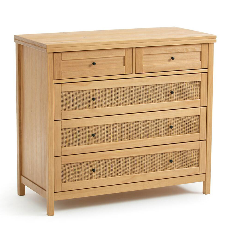 Комод в скандинавском стиле Niels Wicker 5 drawers ящики с плетеными вставками Древесина Комод в скандинавском стиле Niels Wicker 5 drawers ящики с плетеными вставками Древесина в Барнауле | Loft Concept