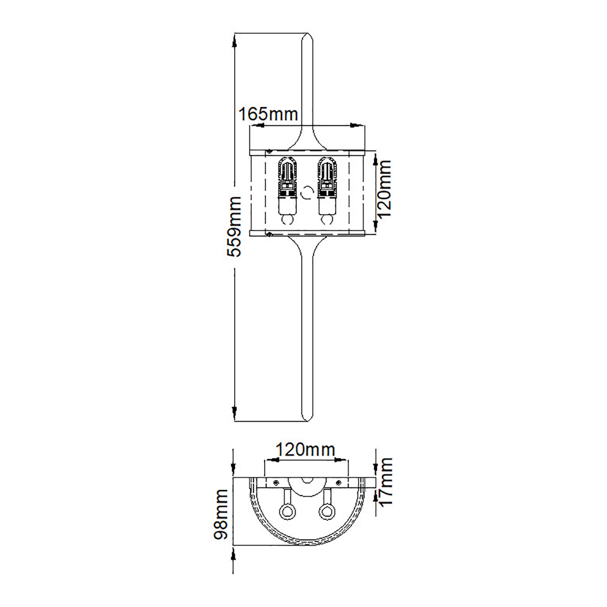 Бра вертикальное с белым полукруглым плафоном и длинным стержнем S Kichler в Барнауле