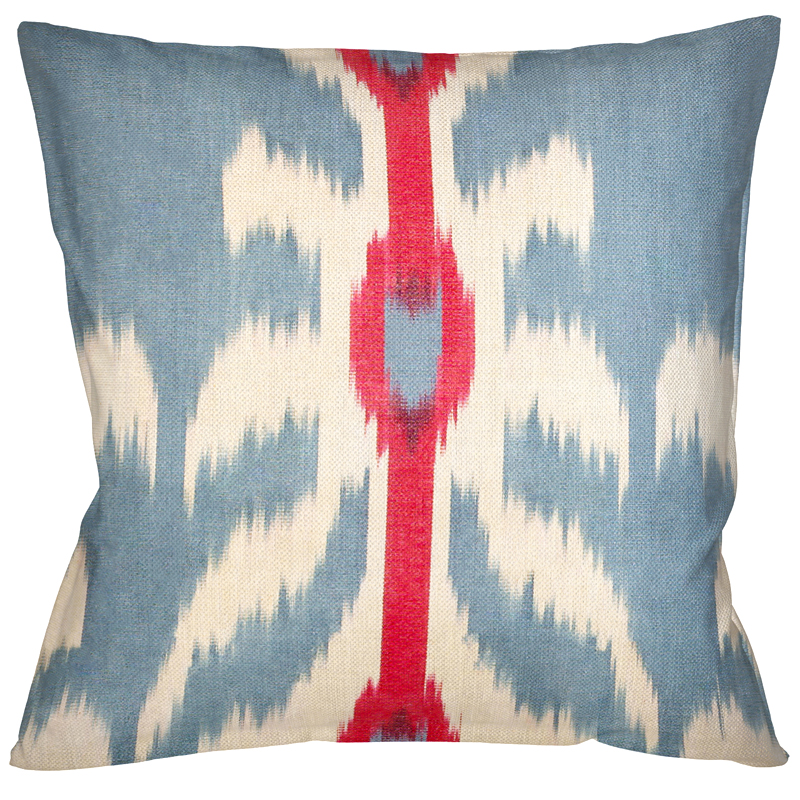 Декоративная подушка Ikat Pattern Голубая с красной линией Мульти Декоративная подушка Ikat Pattern Голубая с красной линией Мульти в Барнауле | Loft Concept