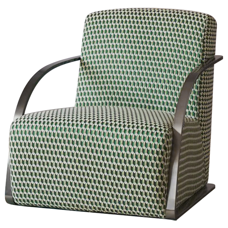 Кресло Esme Green Pattern Armchair Зеленый Темный хром Кресло Esme Green Pattern Armchair Зеленый Темный хром в Барнауле | Loft Concept