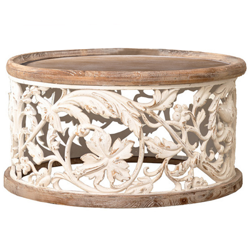 Кофейный стол Fleurette Provence Side Table Древесина Белый Золотой Кофейный стол Fleurette Provence Side Table Древесина Белый Золотой в Барнауле | Loft Concept