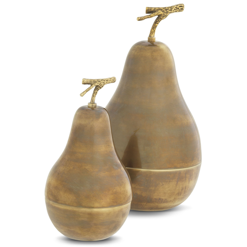 Комплект шкатулок Eichholtz Box Pear Set of 2 brass Винтажная латунь Комплект шкатулок Eichholtz Box Pear Set of 2 brass Винтажная латунь в Барнауле | Loft Concept