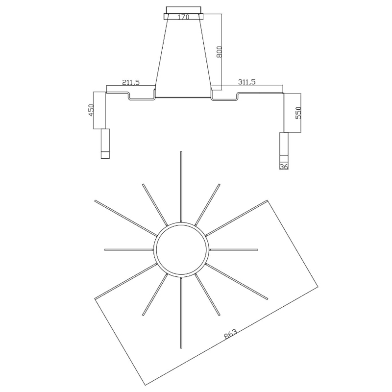 Wireflow LED Black Suspension lam 12 патронов Wireflow LED Black Suspension lam 12 патронов в Барнауле