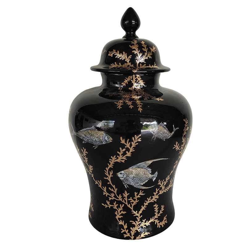 Ваза Vase Algae Fish Черный Золотой Ваза Vase Algae Fish Черный Золотой в Барнауле | Loft Concept