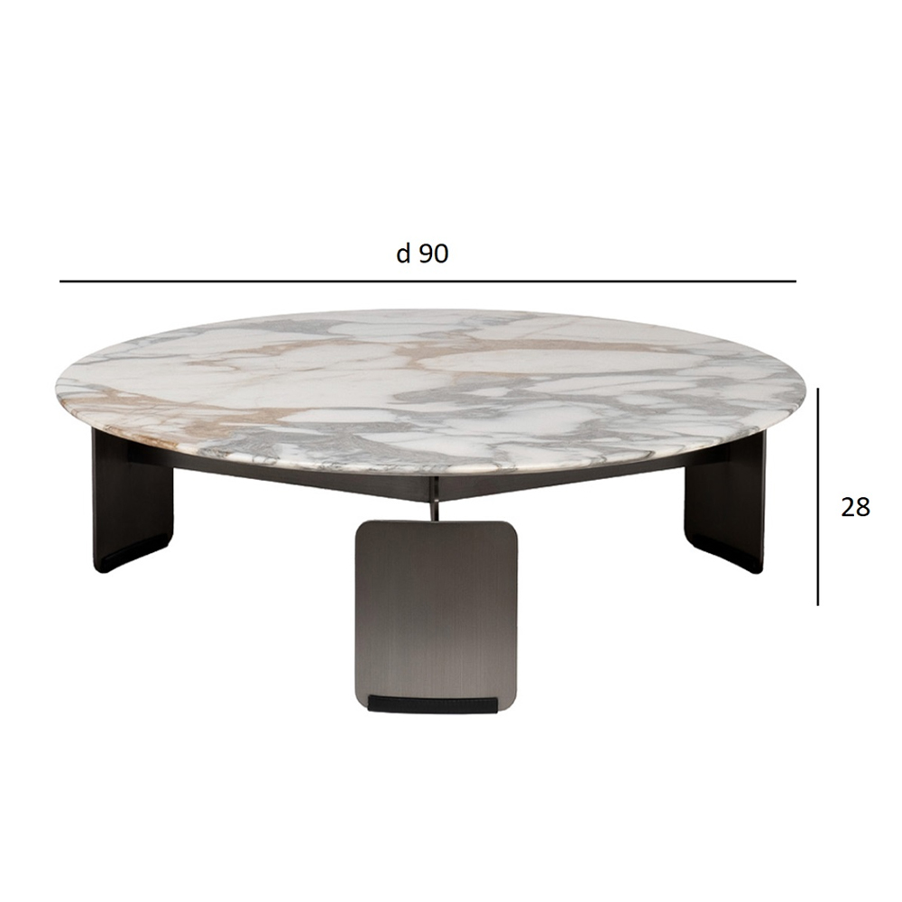 Столик журнальный с круглой мраморной столешницей на трех опорах Marble Stone Drawing в Барнауле