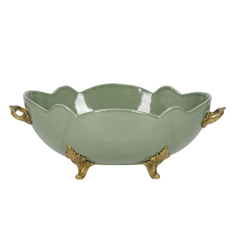 Чаша зеленого цвета из фарфора с волнообразным краем Eden Garden porcelain and bronze Зеленый Бронза Чаша зеленого цвета из фарфора с волнообразным краем Eden Garden porcelain and bronze Зеленый Бронза в Барнауле | Loft Concept