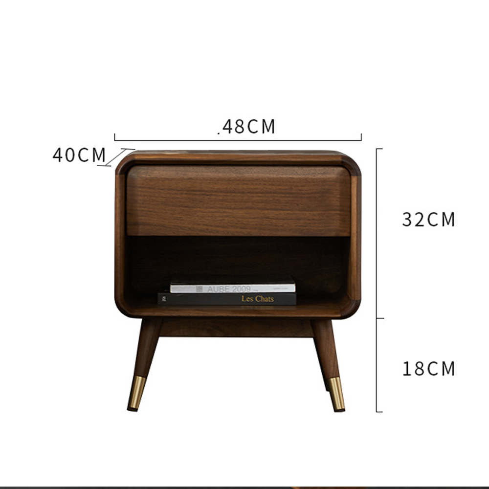 Прикроватная деревянная тумба с ящиком и нишей для хранения Moon Walnut Furniture Прикроватная деревянная тумба с ящиком и нишей для хранения Moon Walnut Furniture в Барнауле