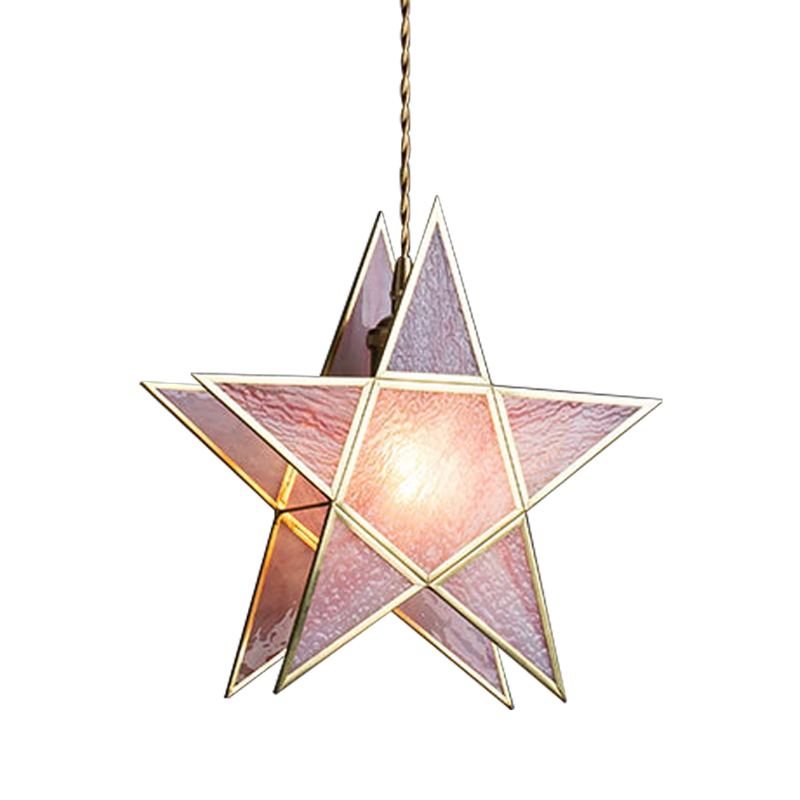 Подвесной светильник Star Pink Glass Hanging Light Розовый Латунь Подвесной светильник Star Pink Glass Hanging Light Розовый Латунь в Барнауле | Loft Concept