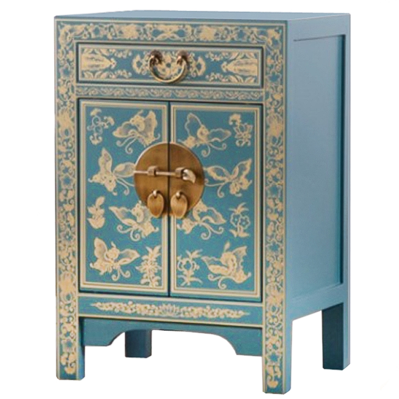 Светло-бирюзовая тумба в Китайском стиле ручная роспись Light Turquoise Chinese Nightstand Бирюзовый Золотой Светло-бирюзовая тумба в Китайском стиле ручная роспись Light Turquoise Chinese Nightstand Бирюзовый Золотой в Барнауле | Loft Concept