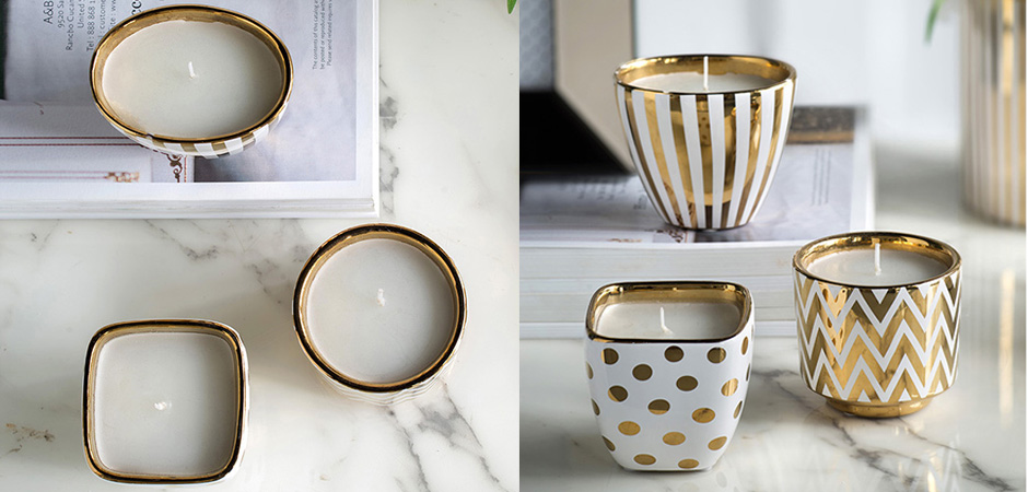 Набор из 3-х подсвечников Gold & White Ornament - фото №1