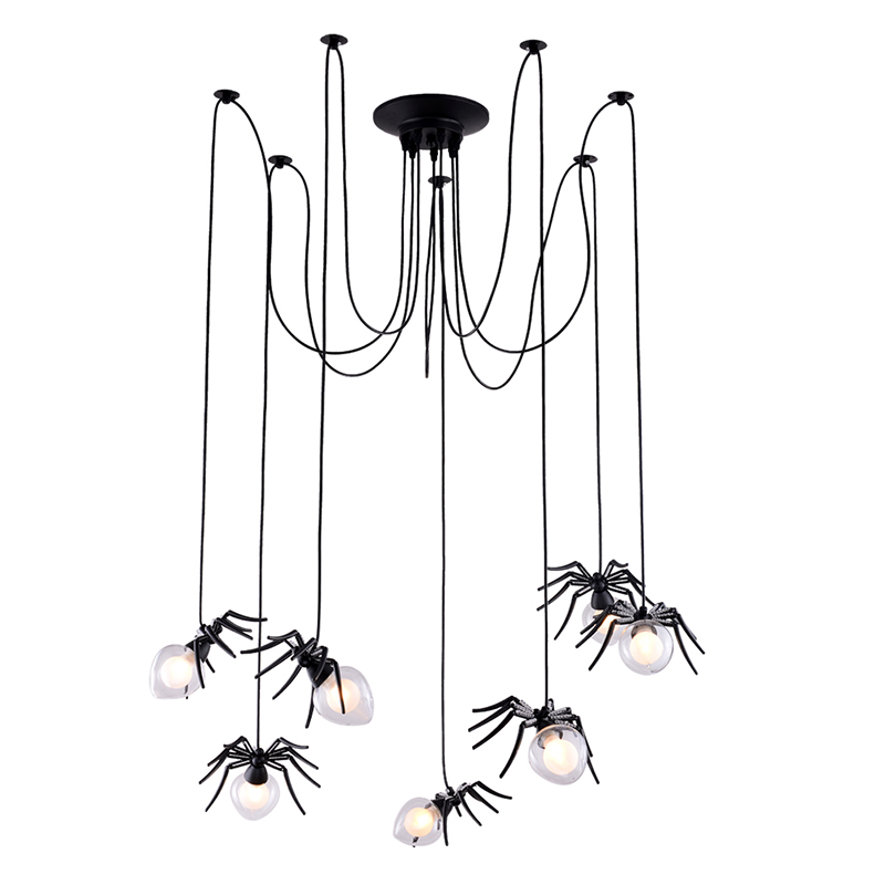 Люстра черная Паук Spiders lamp 7 Черный Прозрачный Люстра черная Паук Spiders lamp 7 Черный Прозрачный в Барнауле | Loft Concept