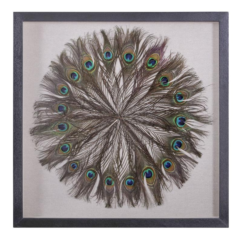 Панно Peacock Feather Circle Коричневый Черный Кремовый Панно Peacock Feather Circle Коричневый Черный Кремовый в Барнауле | Loft Concept