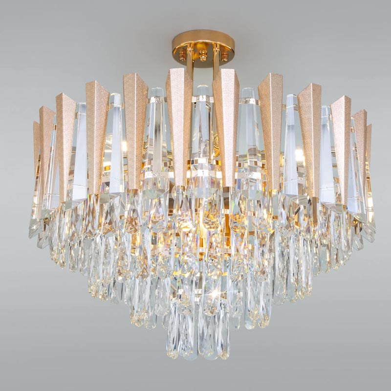 Потолочная люстра Crystal Edge Chandelier Прозрачный (Transparent) Золотой в Барнауле | Loft Concept 