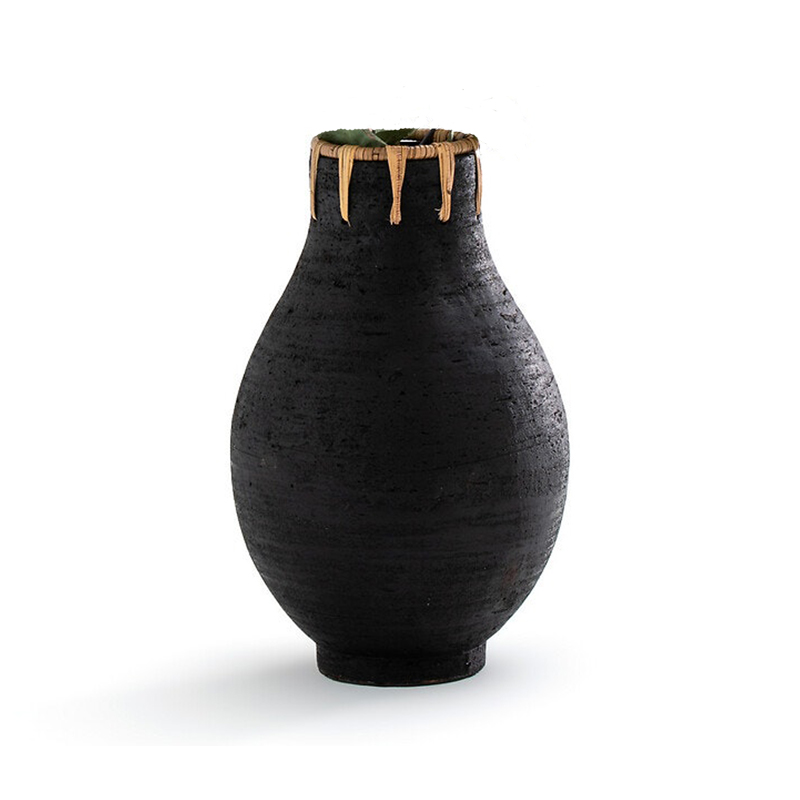 Ваза Ceramic Vase & Rattan D20 Черный Ваза Ceramic Vase & Rattan D20 Черный в Барнауле | Loft Concept