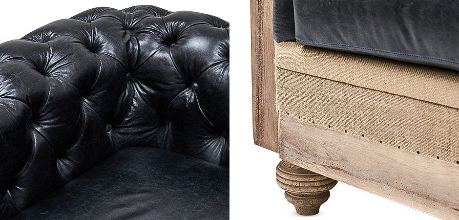 Диван Deconstructed Chesterfield Sofa double Black leather Диван Deconstructed Chesterfield Sofa double Black leather - Loft-Concept в Барнауле