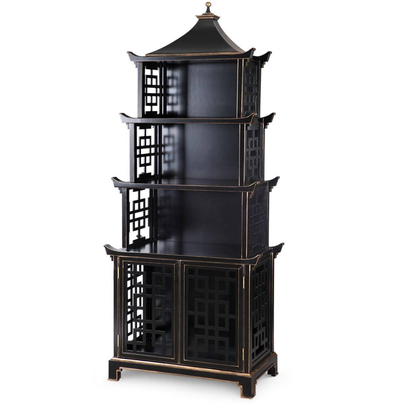 Стеллаж Черная Пагода Bungalow 5 Pagoda Black Wood Винтажный черный в Барнауле | Loft Concept 