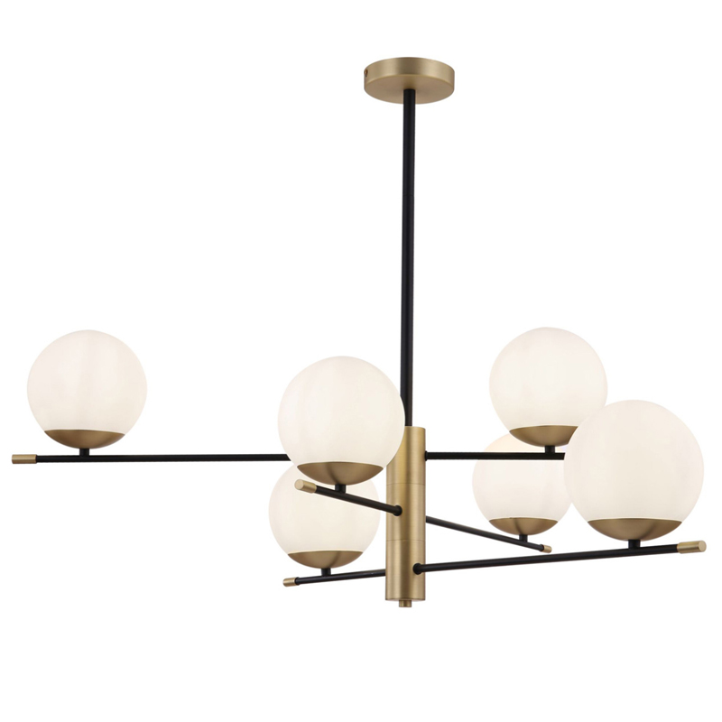 Светильник Spike Six Balls Hanging Lamp матовое золото Прозрачный белый Светильник Spike Six Balls Hanging Lamp матовое золото Прозрачный белый в Барнауле | Loft Concept