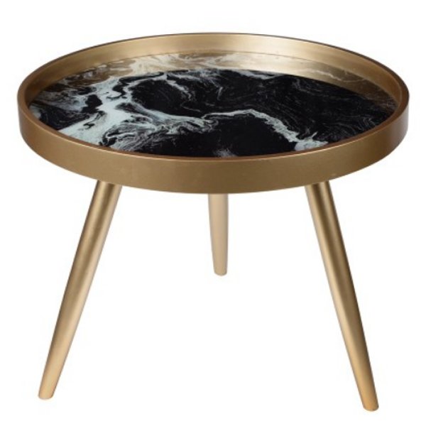 Coffee Table Salver Marble Золотой Черный в Барнауле | Loft Concept 