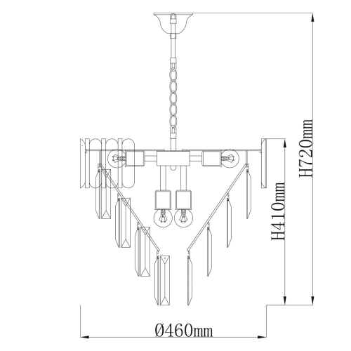 Люстра из черного металла с многоярусными подвесками из прозрачного хрусталя на золотой цепи Empire Black Chandelier Crystal в Барнауле
