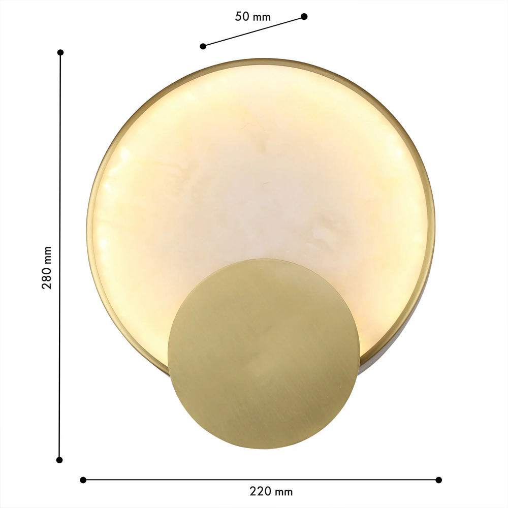 Бра в форме диска из бежевого алебастра Cryptocrystalline Stone в Барнауле