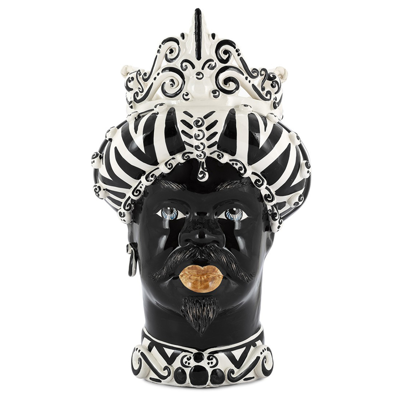 Ваза VASE MORO MAN MEDIUM zebra Черный Белый в Барнауле | Loft Concept 