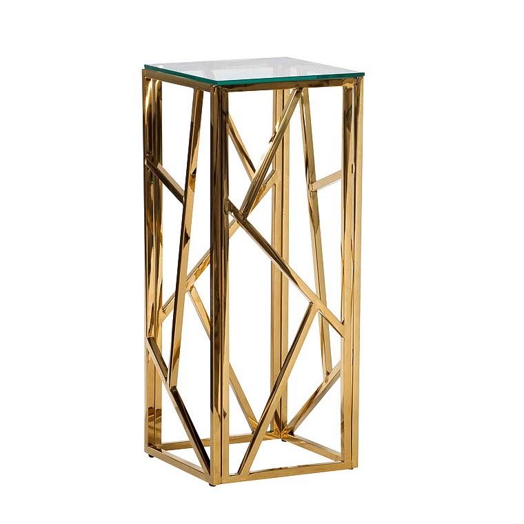 Подставка Serene Furnishing Gold Clear Glass Top stand Прозрачное Стекло Золотой Подставка Serene Furnishing Gold Clear Glass Top stand Прозрачное Стекло Золотой в Барнауле | Loft Concept