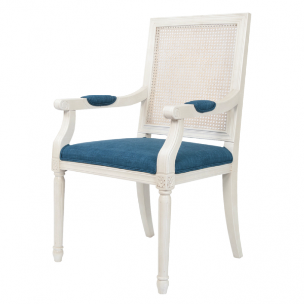Стул French chairs Provence Garden White ArmChair Белый Темно-синий Стул French chairs Provence Garden White ArmChair Белый Темно-синий в Барнауле | Loft Concept