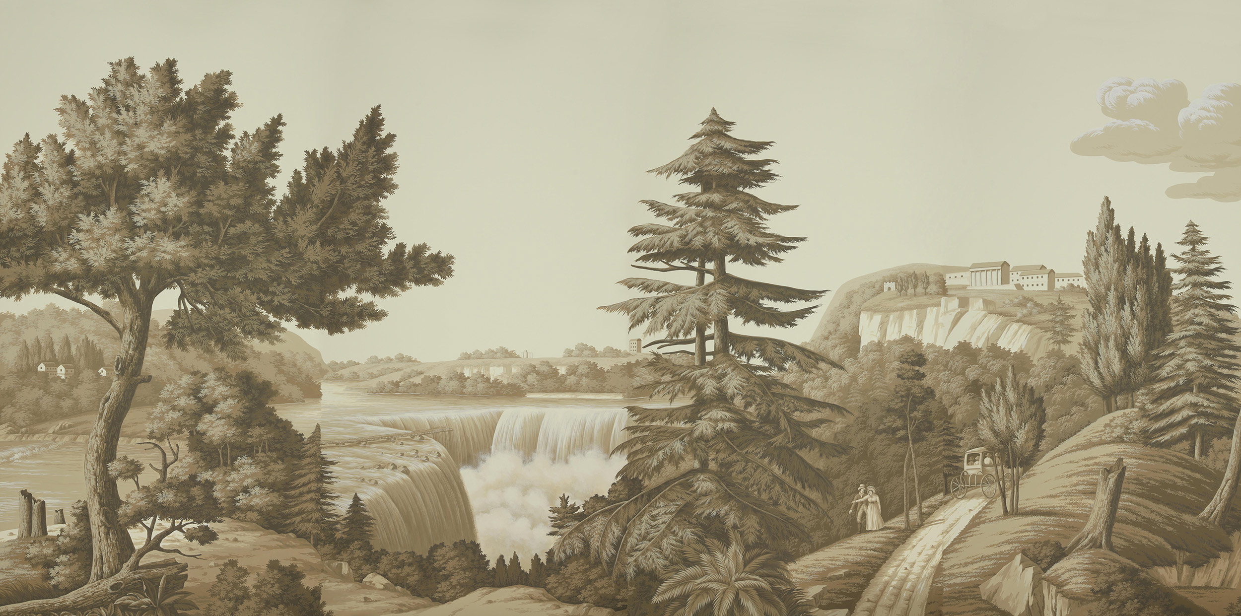 Обои ручная роспись North American River Views Sepia on scenic paper Обои ручная роспись North American River Views Sepia on scenic paper - постер Loft-Concept в Барнауле