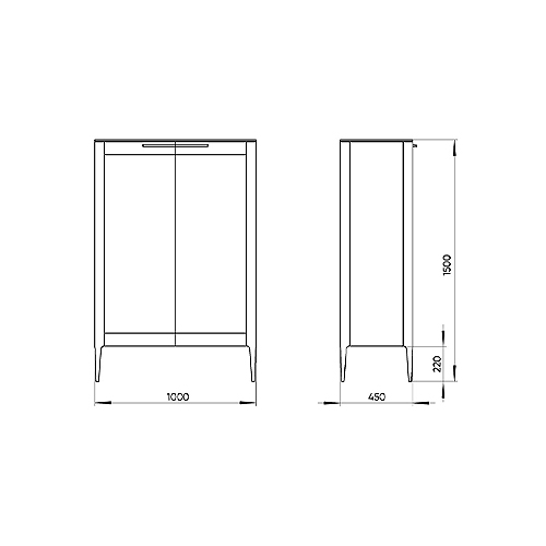 Витрина светло-серая с 2-мя стеклянными дверцами и 3-мя полками Type  в Барнауле