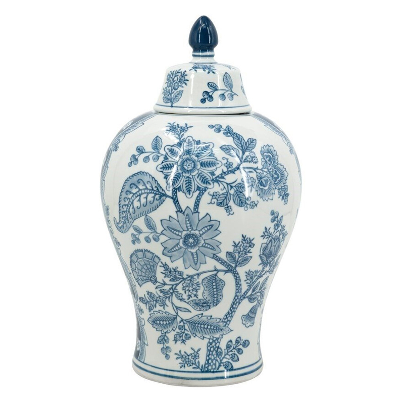 Ваза с крышкой и голубым цветочным рисунком 37 см Blue & White Ornament Белый Голубой Ваза с крышкой и голубым цветочным рисунком 37 см Blue & White Ornament Белый Голубой в Барнауле | Loft Concept