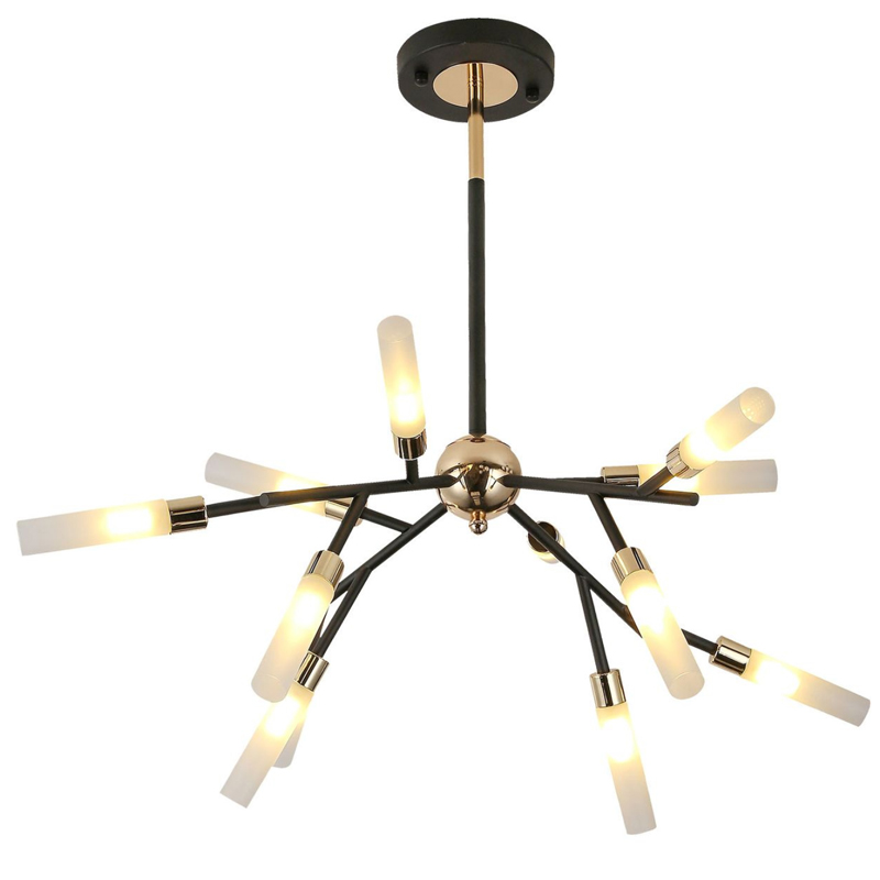 Люстра White Tube Valley Arredoluce Chandelier 12 Прозрачный белый Глянцевое золото Черный Люстра White Tube Valley Arredoluce Chandelier 12 Прозрачный белый Глянцевое золото Черный в Барнауле | Loft Concept
