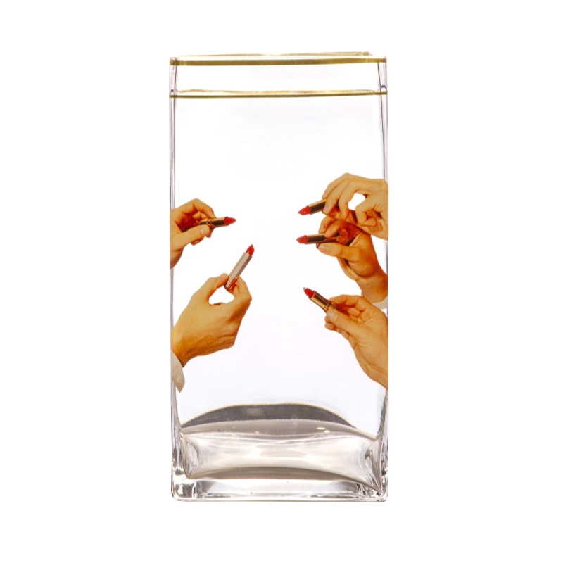 Ваза Glass vase big Lipstick Прозрачный Золотой Бежевый Ваза Glass vase big Lipstick Прозрачный Золотой Бежевый в Барнауле | Loft Concept