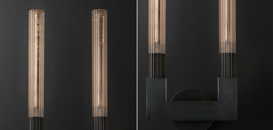 Бра RH CANNELLE wall lamp DOUBLE Sconces Black Бра RH CANNELLE wall lamp DOUBLE Sconces Black - Loft-Concept в Барнауле