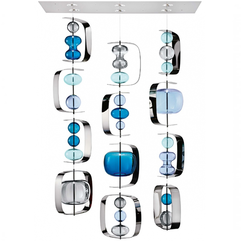 Светильник Barovier & Toso Manhattan Blue Голубой Синий Хром Светильник Barovier & Toso Manhattan Blue Голубой Синий Хром в Барнауле | Loft Concept