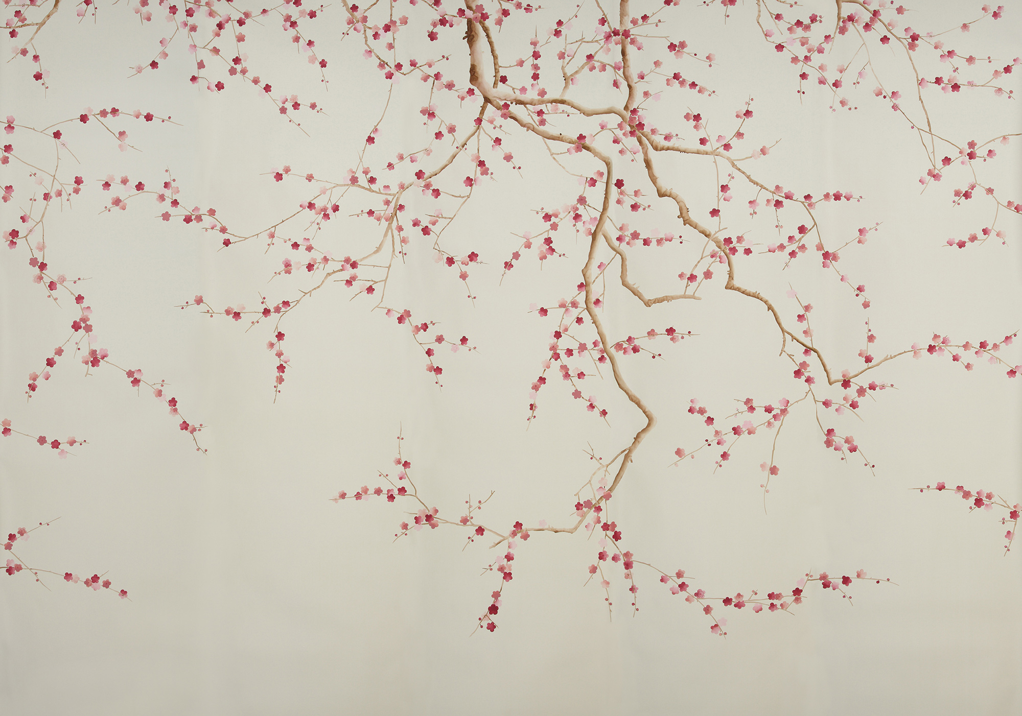 Обои ручная роспись Plum Blossom Blossom on Satin Grey dyed silk Обои ручная роспись Plum Blossom Blossom on Satin Grey dyed silk - постер Loft-Concept в Барнауле