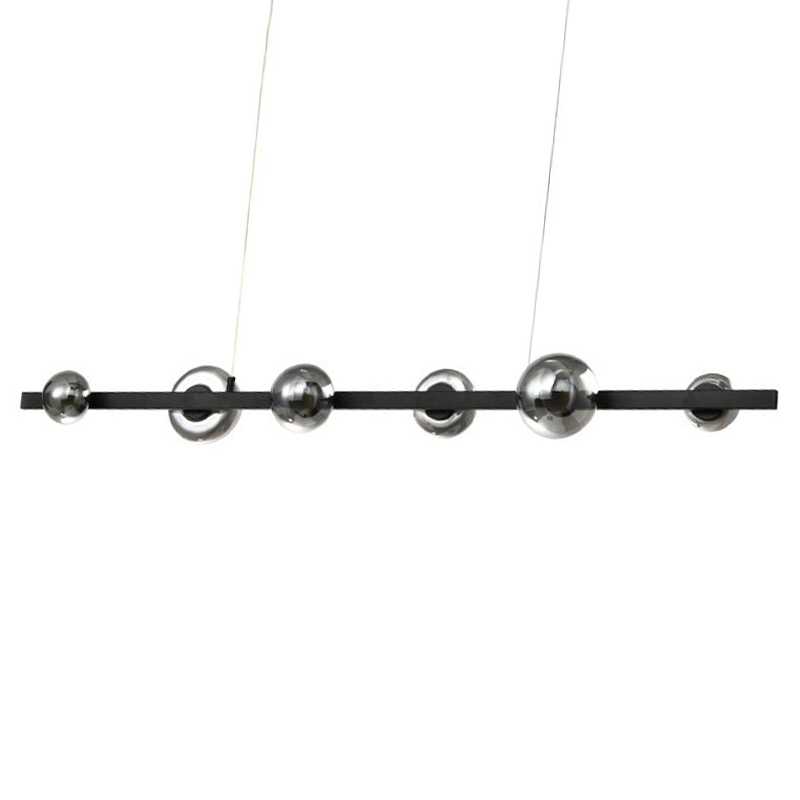 Люстра светодиодная линейная с 6-ю круглыми серыми плафонами Iona Chandelier Black Черный Серый Люстра светодиодная линейная с 6-ю круглыми серыми плафонами Iona Chandelier Black Черный Серый в Барнауле | Loft Concept