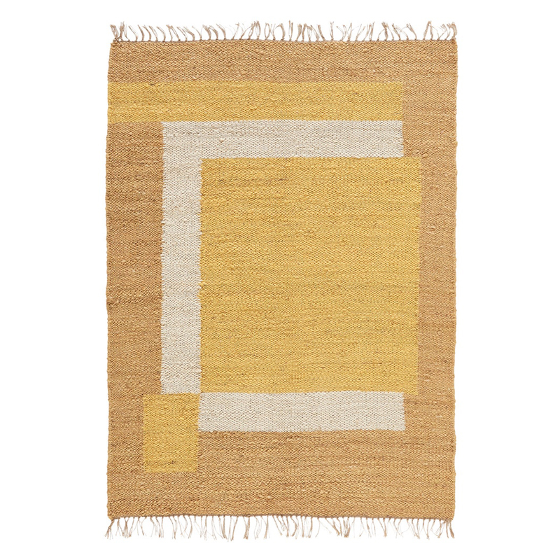 Ковер с бахромой Carpet Yellow 100% джут Бежевый Желтый Коричневый Ковер с бахромой Carpet Yellow 100% джут Бежевый Желтый Коричневый в Барнауле | Loft Concept