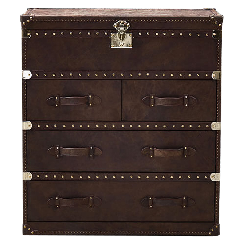 Комод Vintage Leather Chest of Draver Коричневый Глянцевое золото Комод Vintage Leather Chest of Draver Коричневый Глянцевое золото в Барнауле | Loft Concept