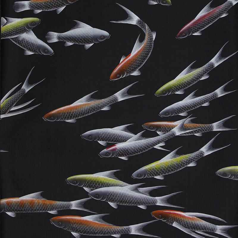 Обои ручная роспись Fishes Koi on Pitch dyed silk Обои ручная роспись Fishes Koi on Pitch dyed silk в Барнауле | Loft Concept