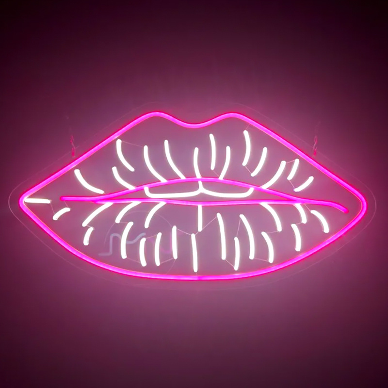 Неоновая настенная лампа Lips Neon Wall Lamp Розовый Белый Неоновая настенная лампа Lips Neon Wall Lamp Розовый Белый в Барнауле | Loft Concept