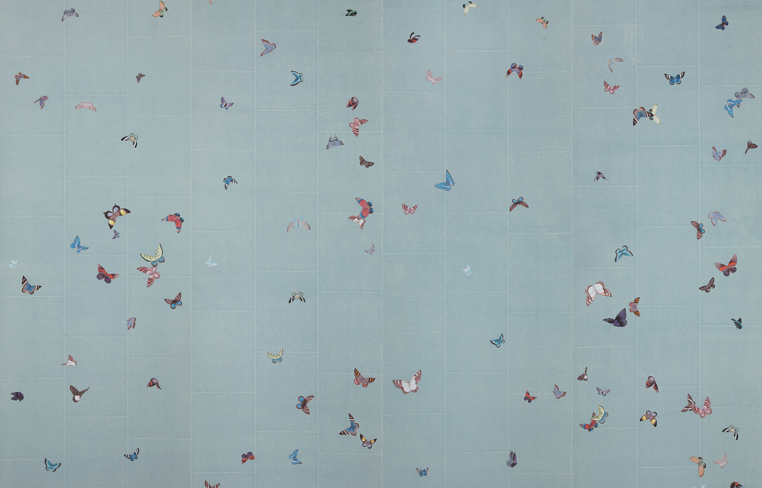 Обои ручная роспись Butterflies Icarus on Azure India tea paper Обои ручная роспись Butterflies Icarus on Azure India tea paper - постер Loft-Concept в Барнауле