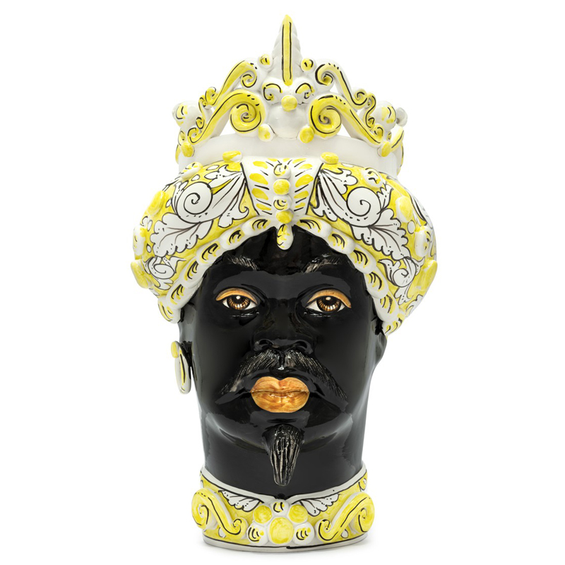 Ваза VASE MORO MAN MEDIUM yellow Черный Белый Желтый Ваза VASE MORO MAN MEDIUM yellow Черный Белый Желтый в Барнауле | Loft Concept