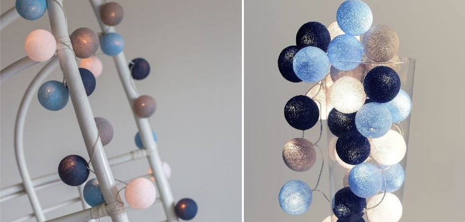 Гирлянда хлопковые фонарики Сotton Ball Sailor Blue - Loft-Concept в Барнауле