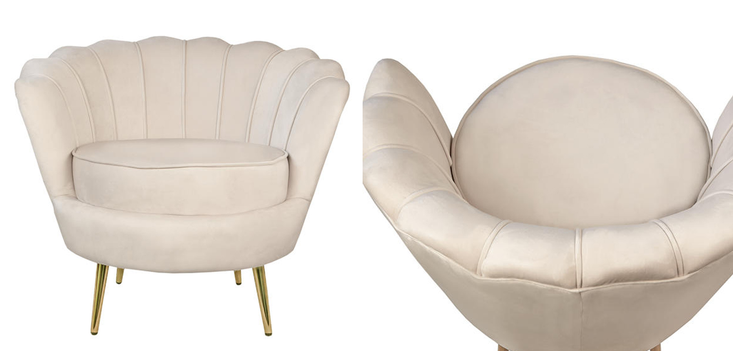 Кресло Белый велюр Trapezium Milk velvet - фото