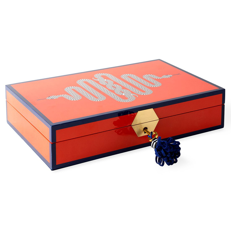 Шкатулка EDEN LACQUER JEWELRY BOX Jonathan Adler Оранжевый Синий Золотой Белый Черный Шкатулка EDEN LACQUER JEWELRY BOX Jonathan Adler Оранжевый Синий Золотой Белый Черный в Барнауле | Loft Concept